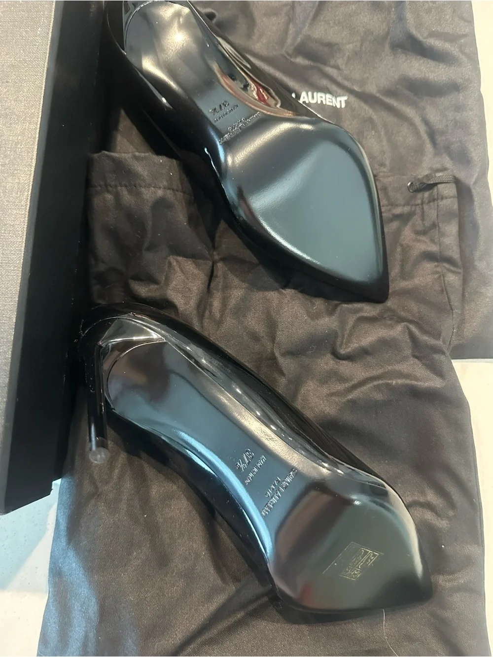 Saint Laurent Teddy Black Patent Pointed-Toe Stiletto Pump - Women - Picture 6 of 9